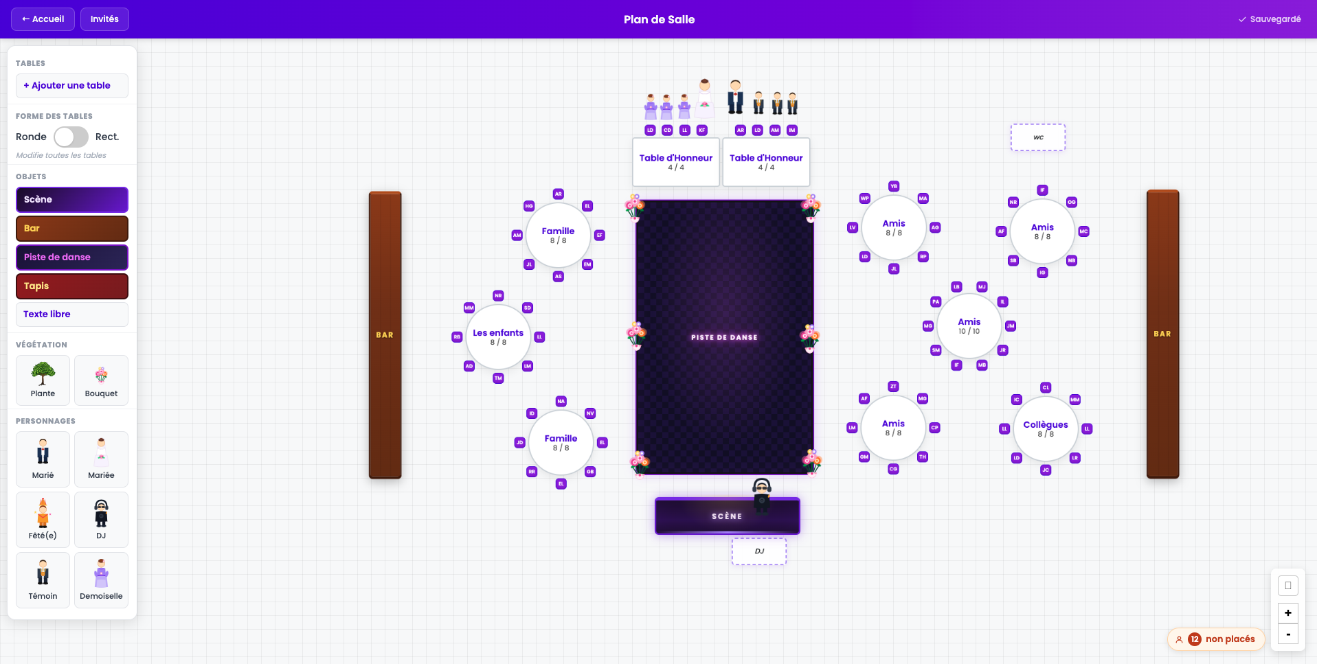Preview of Convive's interactive seating chart interface
